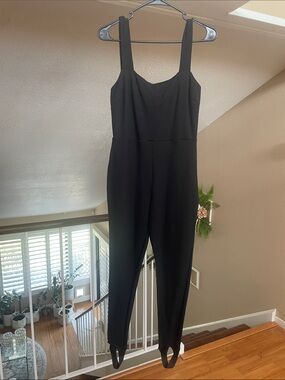 silence + noise Black Strap Jumpsuit with Stirrup Ankles